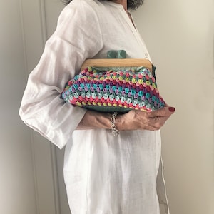 Bolso clutch abuela filas, patrón de crochet, patrón cuadrado de la abuela, ideas de crochet, patrón de crochet fácil, bolso de crochet DIY, descarga instantánea imagen 2