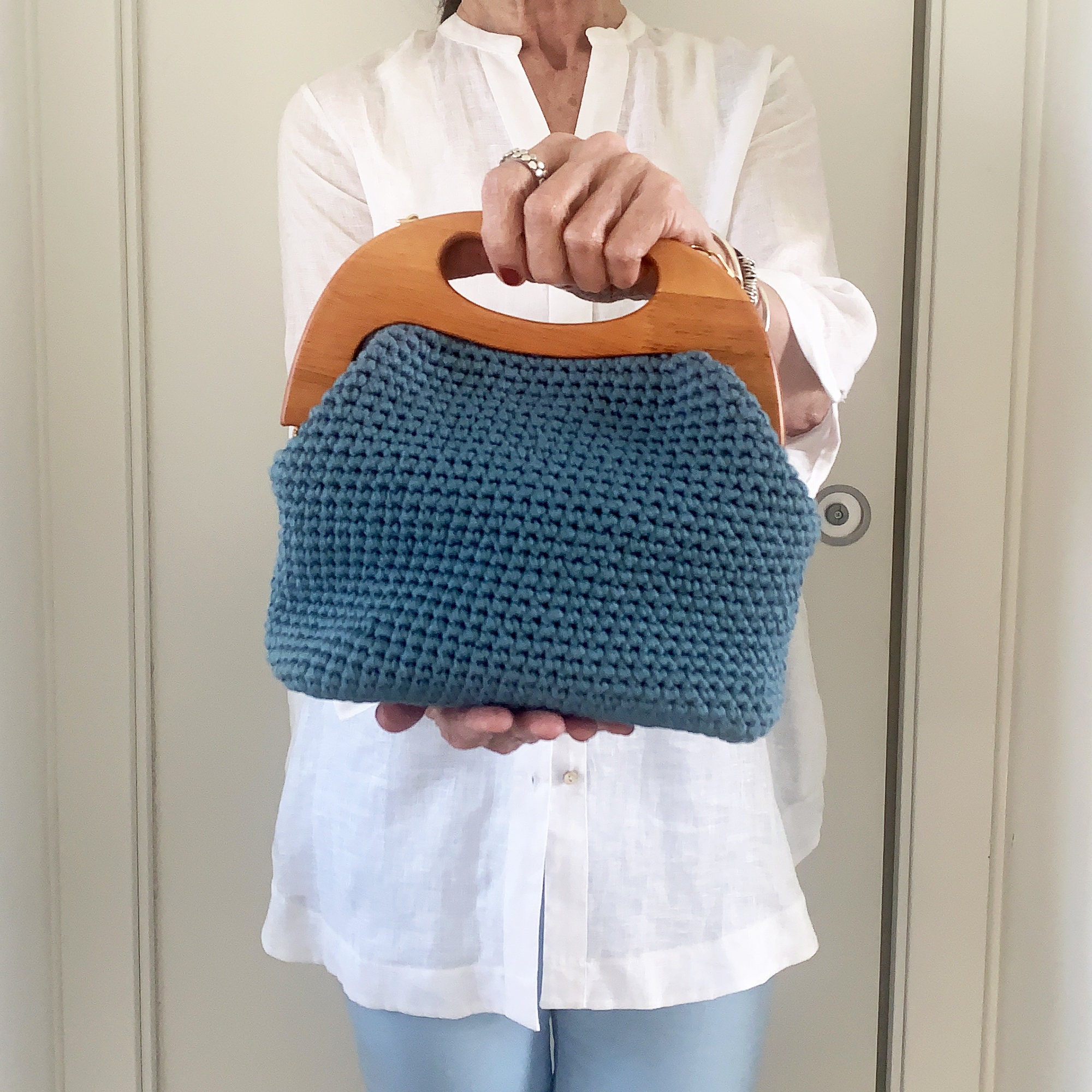 Crochet Clutch Bag Pattern, Wooden Frame Bag, Crochet