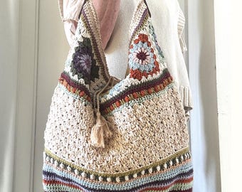 Boho Granny Square Crochet Shoulder Bag Pattern (PDF Pattern)