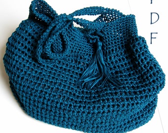 Crochet Shopping Bag Pattern, Easy DIY Summer Tote (PDF Pattern)