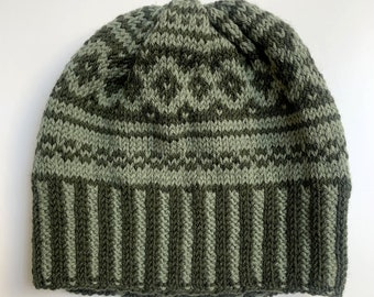 Fair Isle pattern hat, wool hat, knitting pattern, instant download, knitting pattern download, nordic style hat, easy pattern, DIY hats