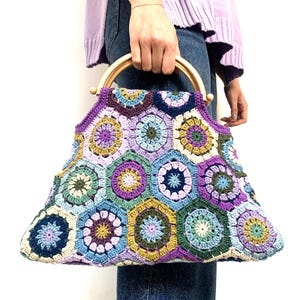 Grandma Hexagon Häkelanleitung: DIY Tasche Trapez (Instant Download)