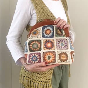 Oma Quadrat Clutch Tasche, Häkelmuster, Häkelideen, Häkelanleitung, DIY Häkeltasche, Medaillons Clutch, Häkelanleitung
