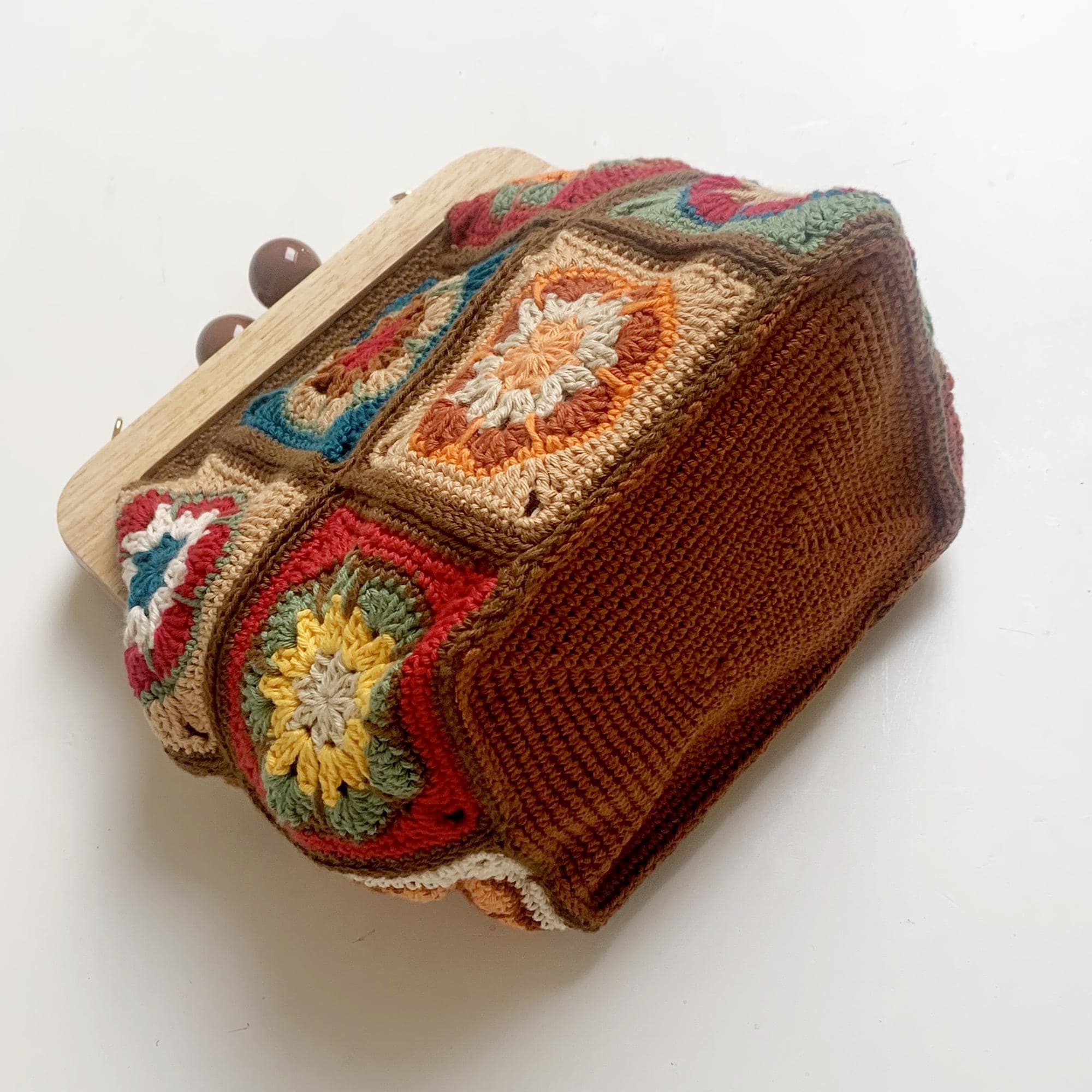 最終価格幸せバッグ、クリーニング済み、クロスステッチ、アンティークバッグ African Flower Crochet Clutch Pattern, Wooden Frame Bag, Granny