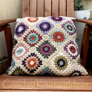 Granny Square Crochet Pillow Pattern: DIY Home Decor (PDF)