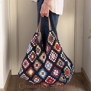 Große Oma Einkaufstasche, Häkelanleitung, Oma Quadrat Muster, Häkelideen, einfache Häkelanleitung, DIY Häkeltasche