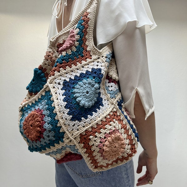 Granny shoulder bag, crochet pattern, granny square pattern,crochet ideas, easy crochet pattern, DIY crochet bag