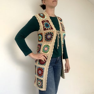 Long granny square vest, sleeveless jacket, granny crochet pattern, instant download files, crochet pdf, easy crochet pdf