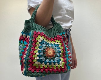 Sac grand-mère, modèle au crochet, téléchargement immédiat, idées crochet, modèle au crochet facile, sac bricolage au crochet, sac bohème grand-mère, sac fourre-tout