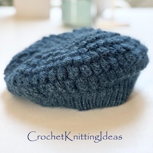 Crochet Beret Pattern: Granny Style, Popcorn Stitch (PDF)