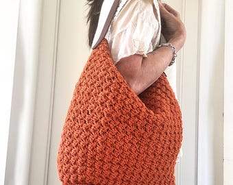 Boho Crochet Shoulder Bag Pattern PDF, Slouchy Summer Tote, Easy Textured Bag Tutorial