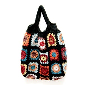 Schema borsa all’uncinetto con piastrelle granny, borsa boho in lana PDF