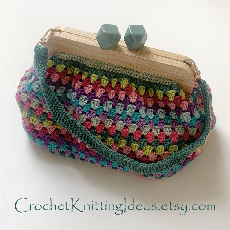 Bolso clutch abuela filas, patrón de crochet, patrón cuadrado de la abuela, ideas de crochet, patrón de crochet fácil, bolso de crochet DIY, descarga instantánea imagen 4