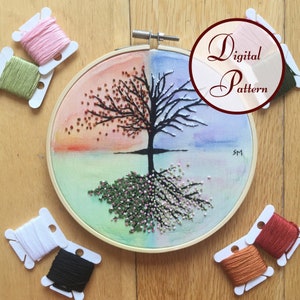 Four Seasons || Hand Embroidery Hoop Art PDF Pattern with Instructions || Digital Download