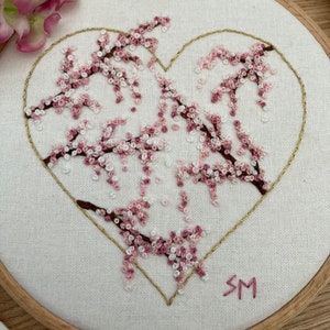 Sakura's Heart || Cherry Blossom || Hand Embroidery Hoop Art || Full ...
