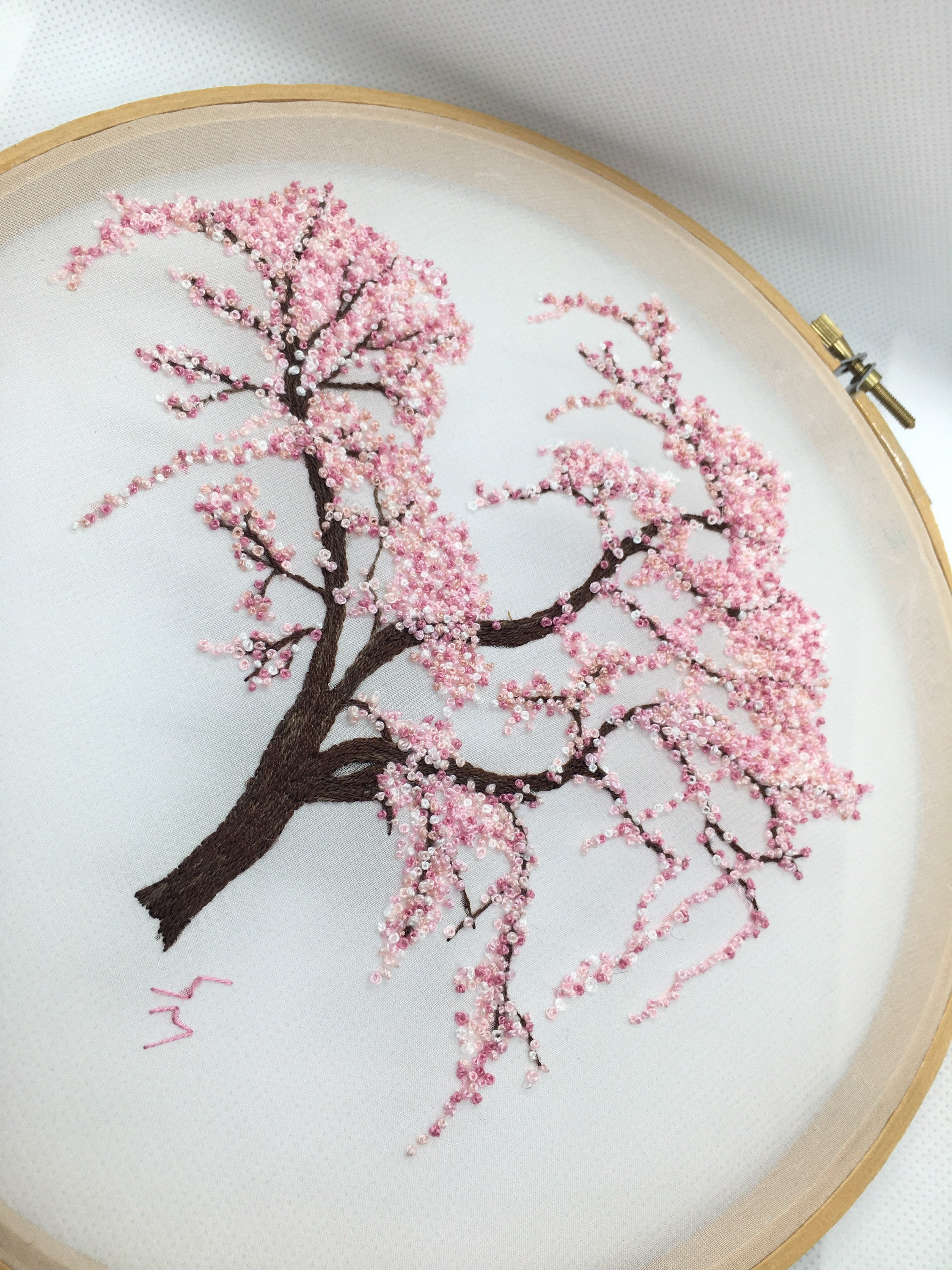 Cherry Blossom || Hand Embroidery Hoop Art || Full Embroidery PDF ...
