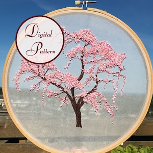 Cherry Blossom || Hand Embroidery Hoop Art || Full Embroidery PDF Pattern with instructions || Digital Download