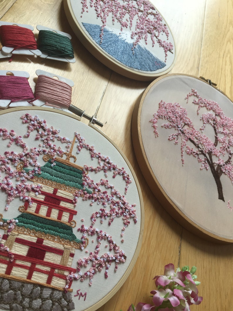 Sakura Spirit || Cherry Blossom || Hand Embroidery Hoop Art PDF Pattern ...