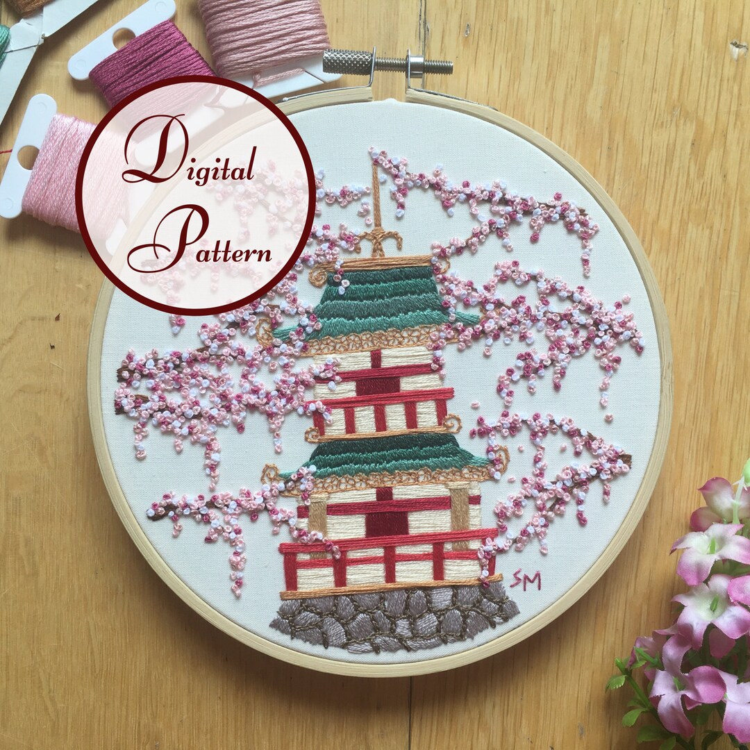 Sakura Spirit || Cherry Blossom || Hand Embroidery Hoop Art PDF Pattern ...