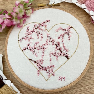 Sakura's Heart || Cherry Blossom || Hand Embroidery Hoop Art || Full ...