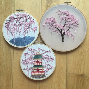 Cherry Blossom Trio || Hand Embroidery Hoop Art PDF Pattern With ...