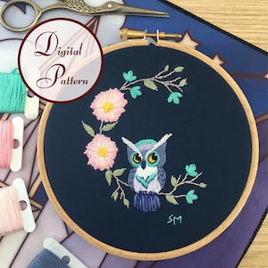 Owlizabeth || Owl || Hand Embroidery Hoop Art PDF Pattern with Instructions || Digital Download