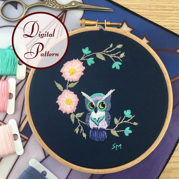 Owlizabeth || Owl || Hand Embroidery Hoop Art PDF Pattern with Instructions || Digital Download