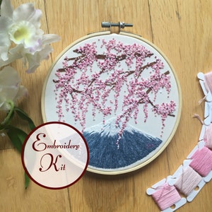 Sakura Views || Cherry Blossom || Hand Embroidery Kit with Full Instructions || DIY Beginner Embroidery Kit