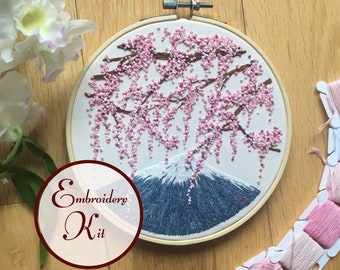 Sakura Views || Cherry Blossom || Hand Embroidery Kit with Full Instructions || DIY Beginner Embroidery Kit