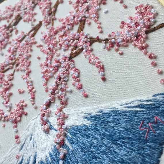 Cherry Blossom Embroidery Pattern PDF | Sakura Views Landscape