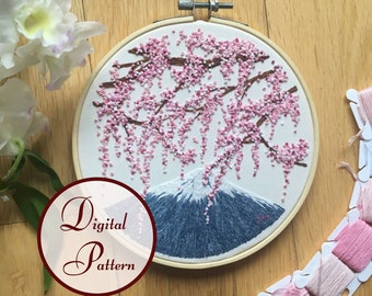 ⭐︎SAKURA KUSH⭐︎ 1G 【絵画】　F3サイズ Sakura Views || Cherry Blossom || Hand Embroidery Hoop Art