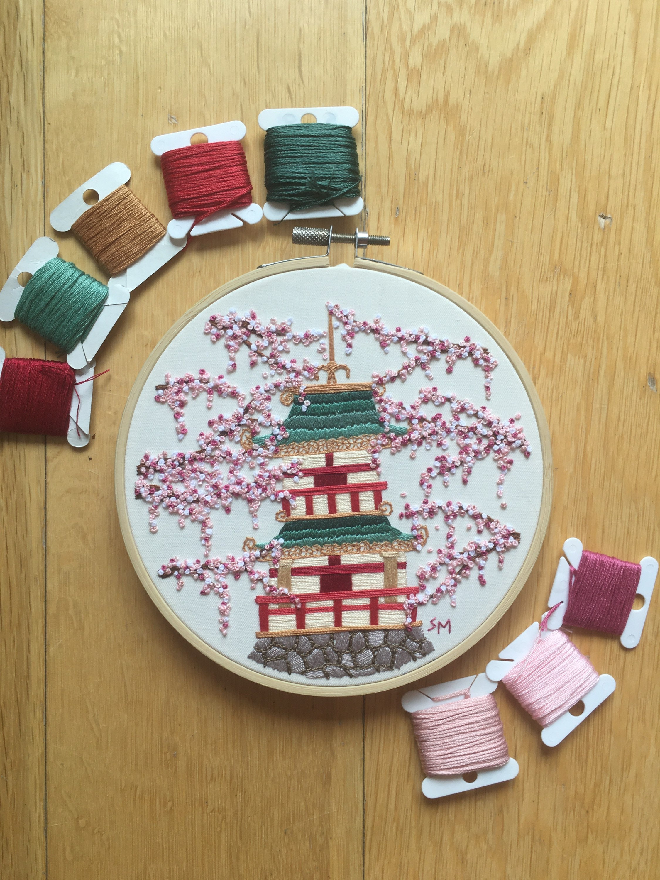 Sakura Trio || Cherry Blossom || Hand Embroidery Hoop Art PDF Pattern ...