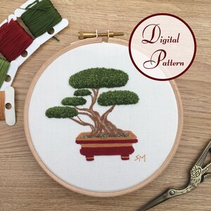 Árbol bonsái ornamental // Patrón PDF con instrucciones para bordado a mano // Descarga digital // Patrón para principiantes