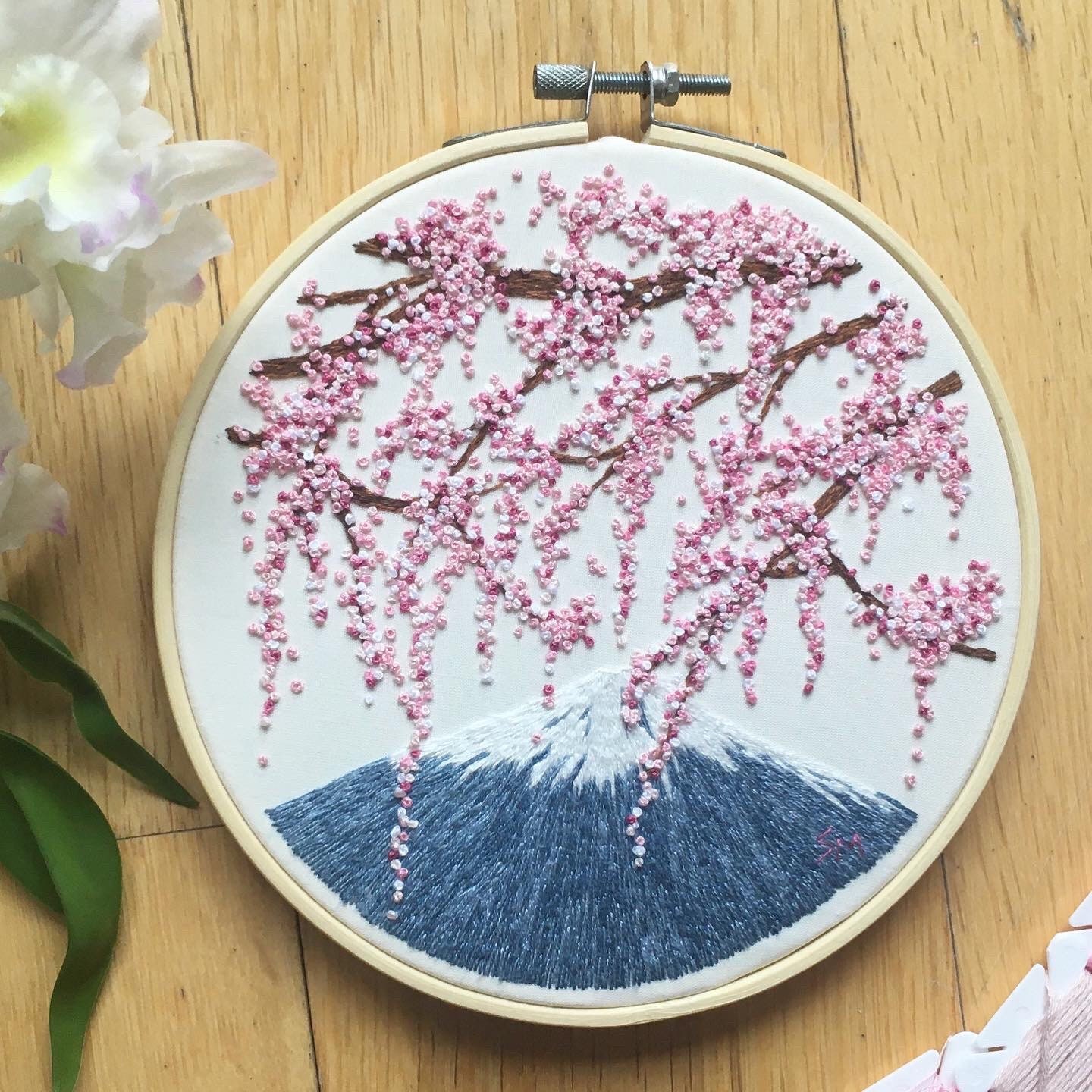 Cherry Blossom Embroidery Full Kit | Sakura Views Landscape | Japanese ...