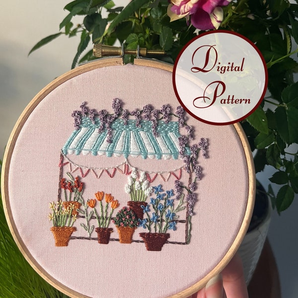 Spring Flower Shop || Hand Embroidery Hoop Art PDF Pattern with Instructions || Digital Download