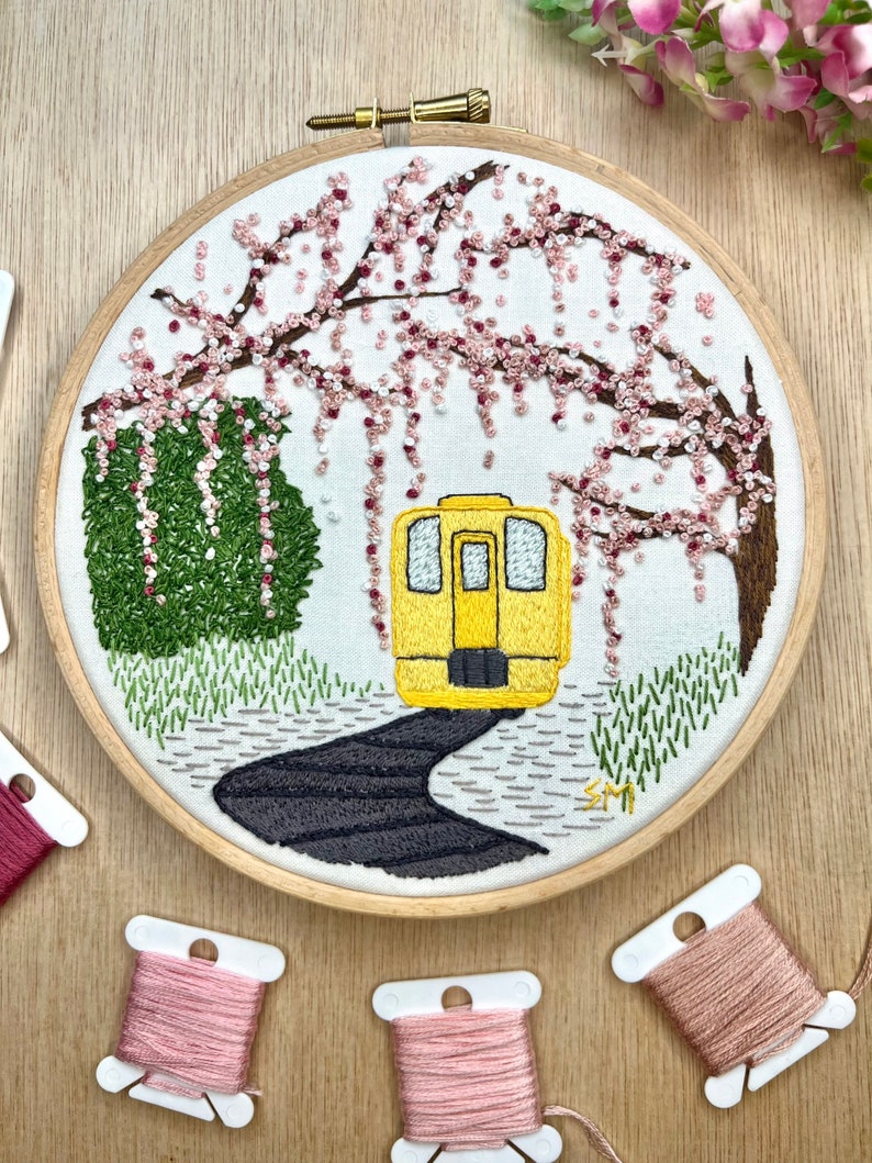 Sakura Trio || Cherry Blossom || Hand Embroidery Hoop Art PDF Pattern ...