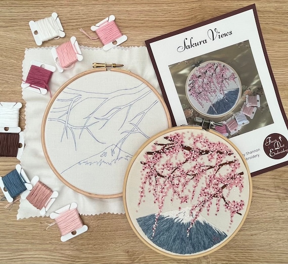 Sakura Views || Cherry Blossom || Hand Embroidery Kit With