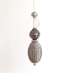 Silver bead bohemian light pull