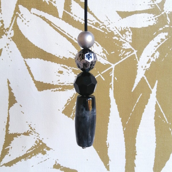 Light pull bathroom lightpull cord with beads black and silver light pull