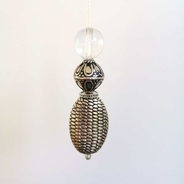 Light pull bathroom lightpull cord with beads silver light pull