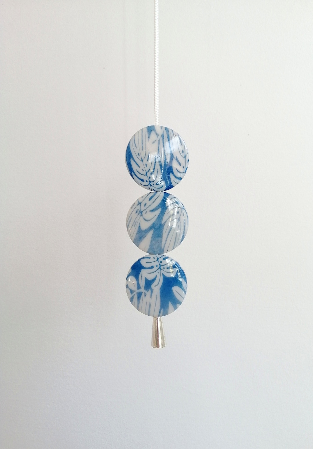 Light Pull Bathroom Lightpull Cord With Beads Blue and White Light Pull ...