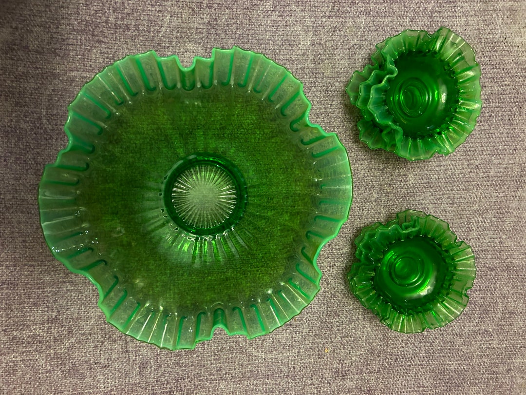 Vintage Ruffled Dish Raspberry Vintage Green Ruffled Berry Serving Bowl and Dishes - Etsy