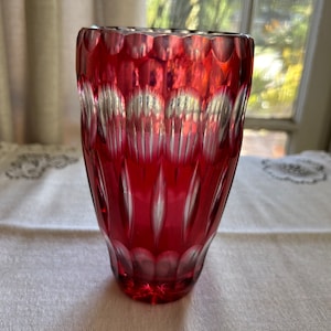 Bohemian Cut to Clear Vase