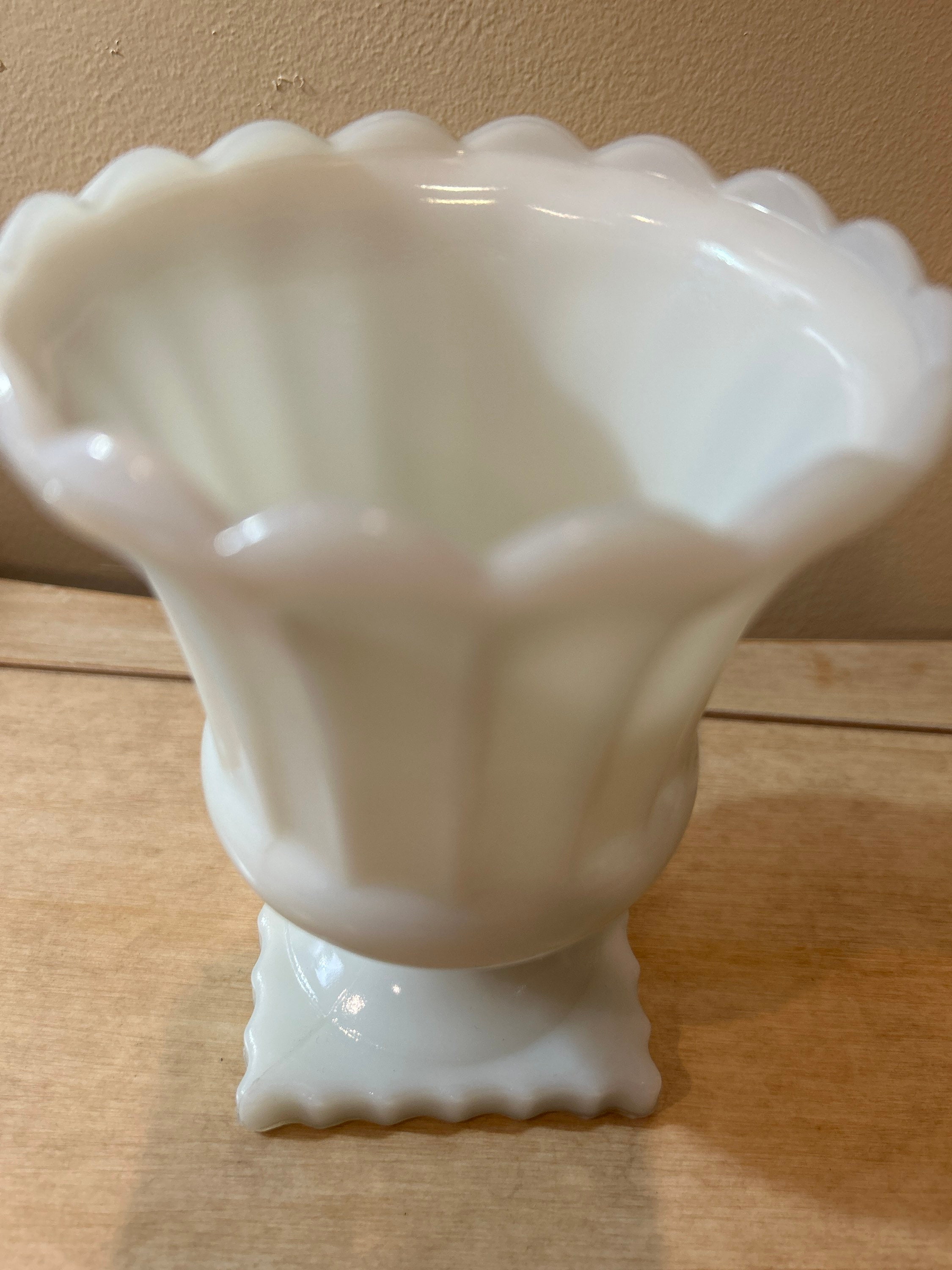 Vintage Milk Glass Pedestal Vase Etsy