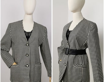 Vintage 80s houndstooth wool blazer