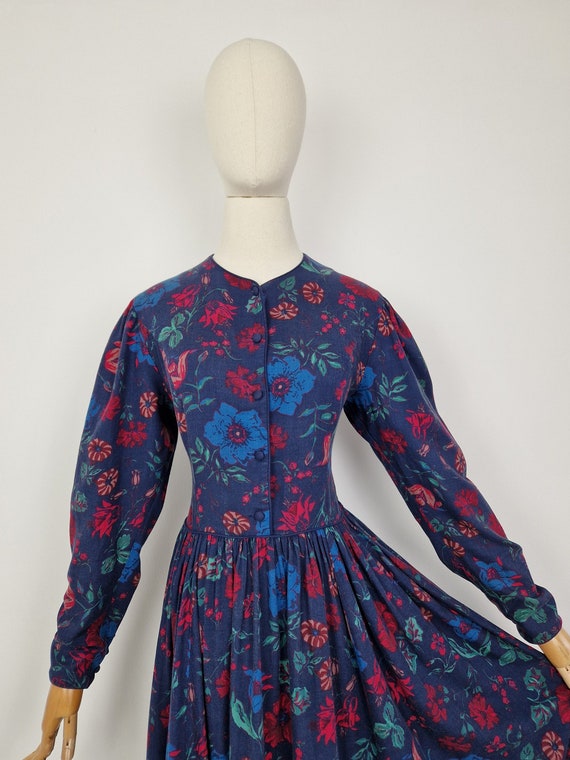 Vintage 80s Laura Ashley cotton and wool dress - image 6