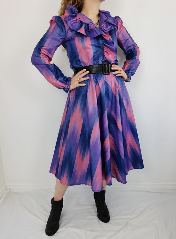 Vintage 80s neon ruffle midaxi dress - Gem