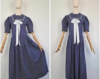 Vintage 80s Laura Ashley sailor nautical cotton dress