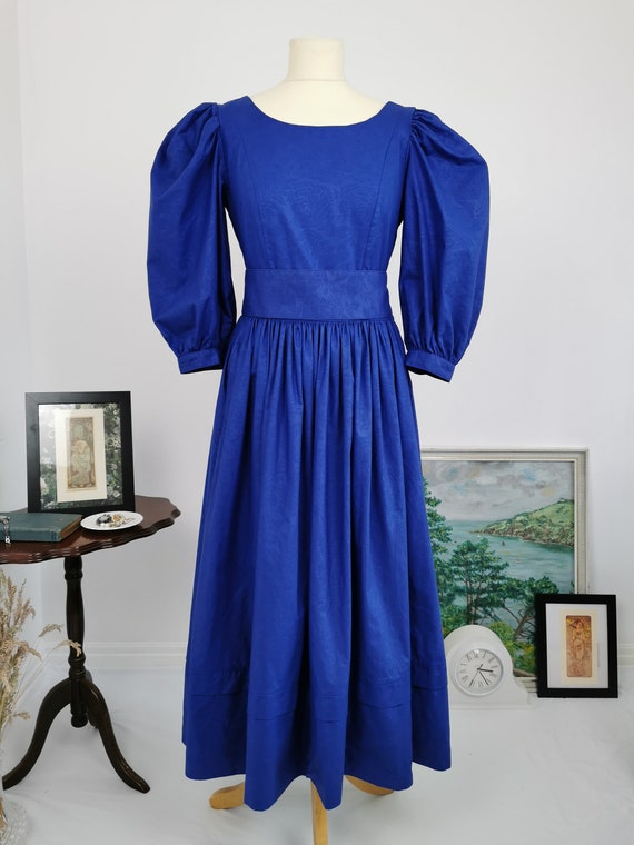 Vintage 80s Laura Ashley royal blue ballgown/princess… - Gem