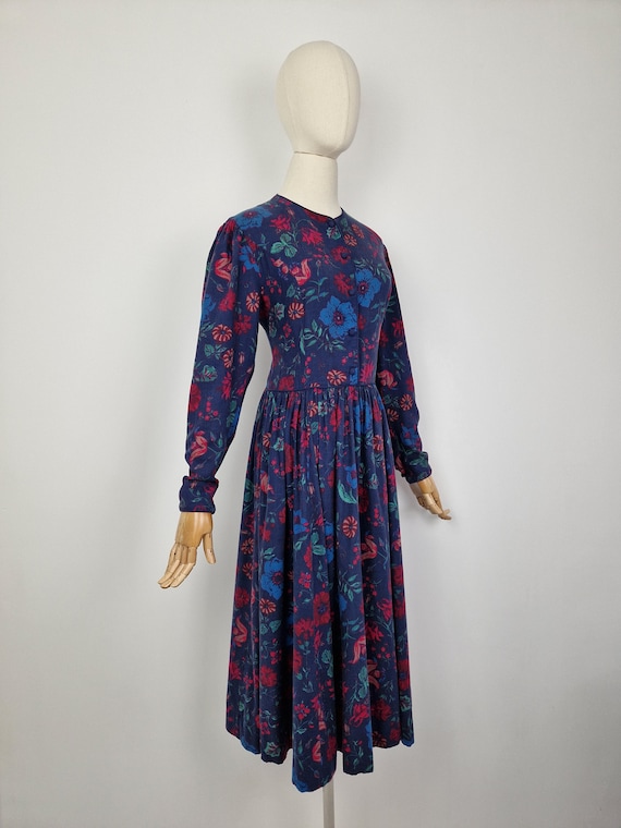 Vintage 80s Laura Ashley cotton and wool dress - image 5